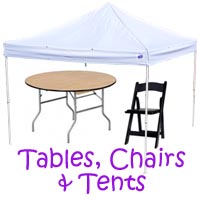 Bell tables and chairs, Bell chair rentals